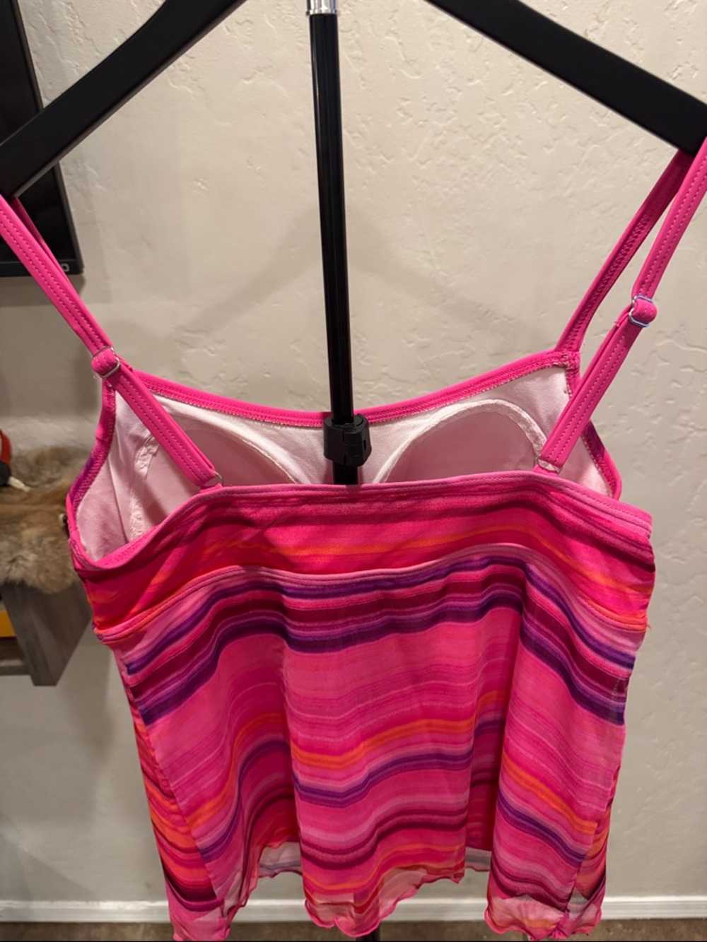 Ruby Rd. Pink Striped Beaded Tankini Top - Picture 5 of 6